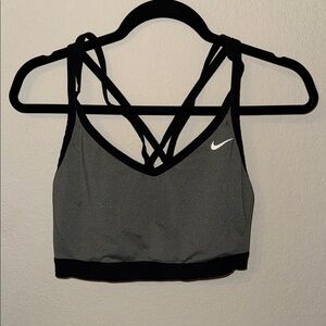 Nike Women's Black and Gray Strappy Sports Bra